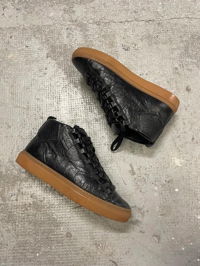 Balenciaga Arena Satin Cracked Leather High Sneakers vTJlypf 2