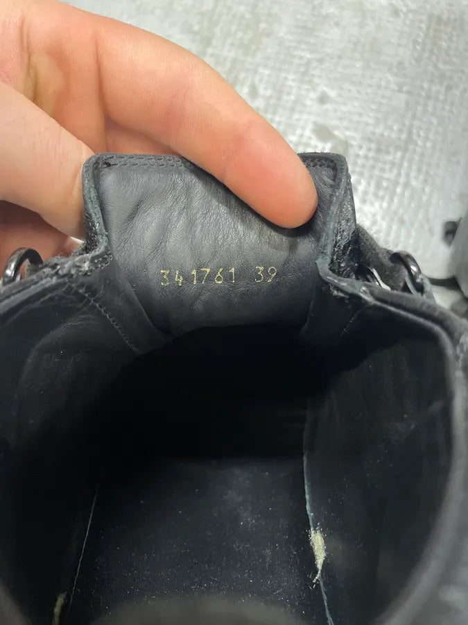 Balenciaga Arena Satin Cracked Leather High Sneakers vTJlypf 8