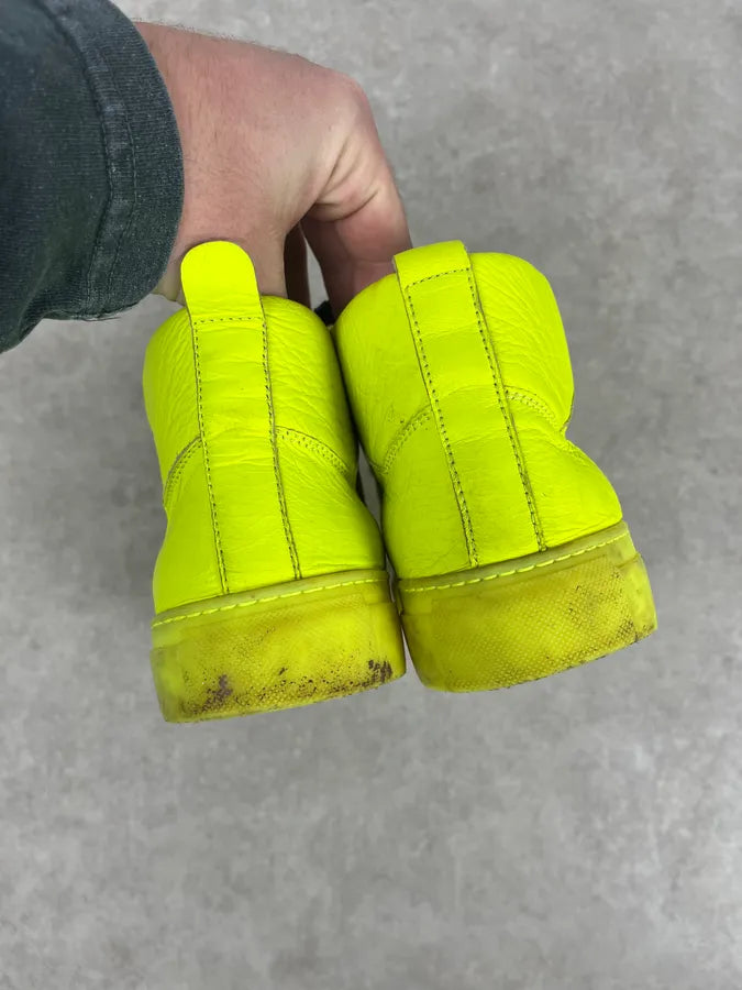 Balenciaga Arena Yellow Fluo High Leather Sneakers CieXyTI 5