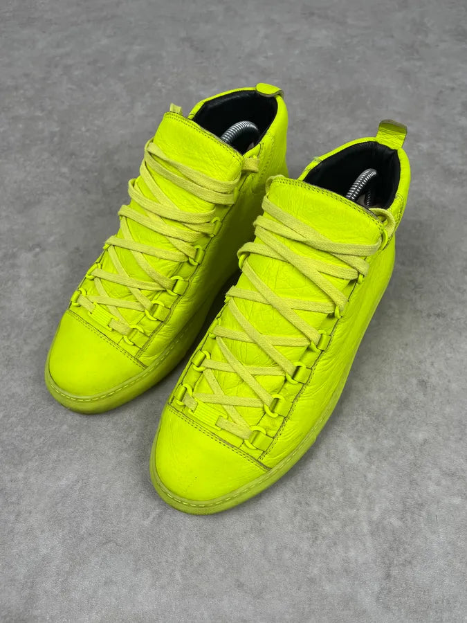 Balenciaga Arena Yellow Fluo High Leather Sneakers CieXyTI 3