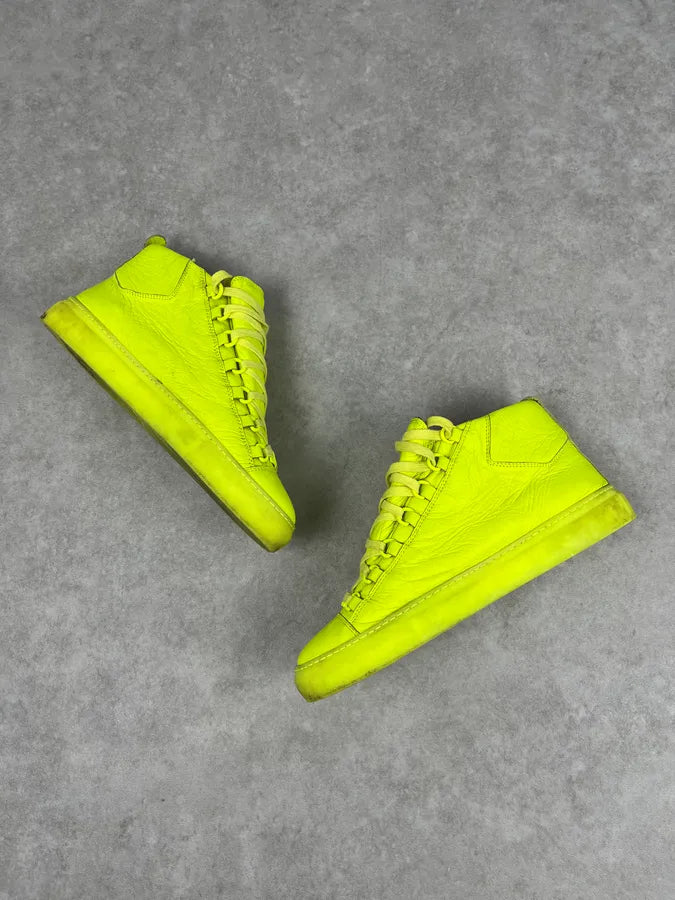 Balenciaga Arena Yellow Fluo High Leather Sneakers CieXyTI 4