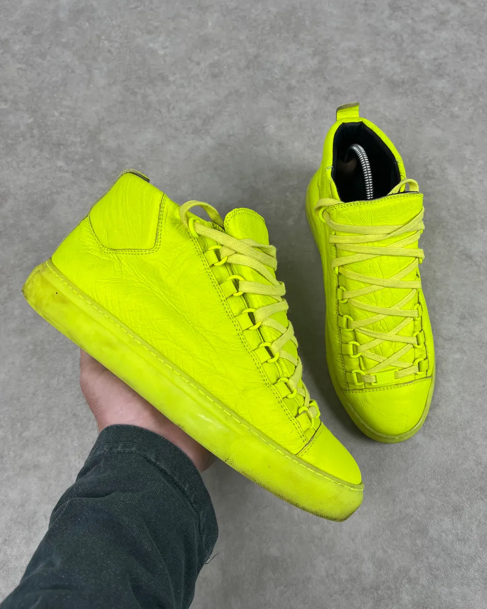 Balenciaga Arena Yellow Fluo High Leather Sneakers CieXyTI 0