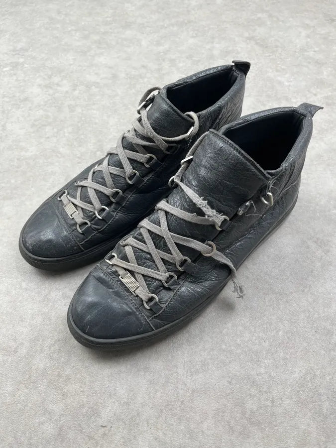 2010s Balenciaga Arena Grey High Leather Sneakers alAjPba 2