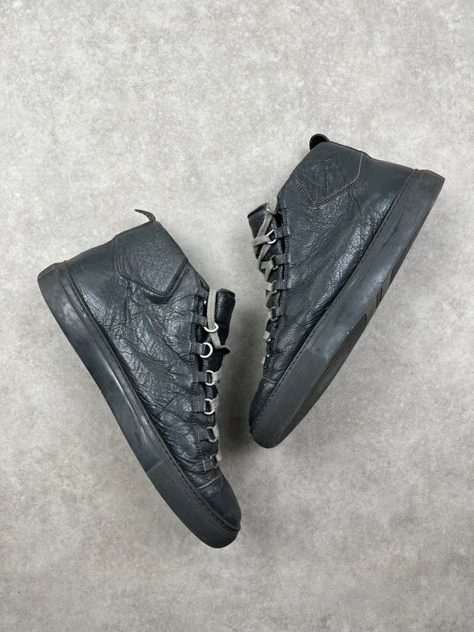 2010s Balenciaga Arena Grey High Leather Sneakers alAjPba 4