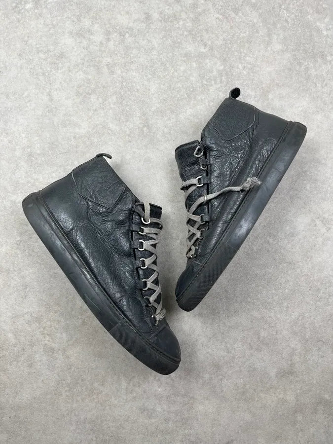 2010s Balenciaga Arena Grey High Leather Sneakers alAjPba 3