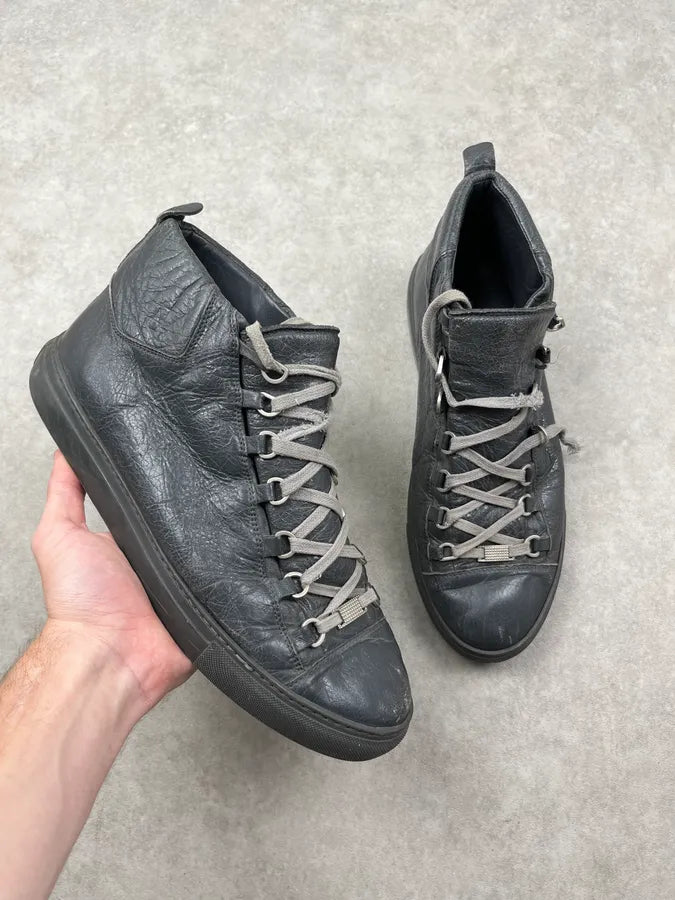 2010s Balenciaga Arena Grey High Leather Sneakers alAjPba 0