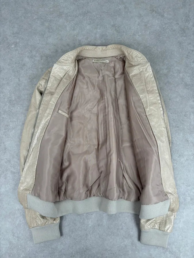 AW2006 Balenciaga Beige Premium Leather Jacket wKYIPXp 6