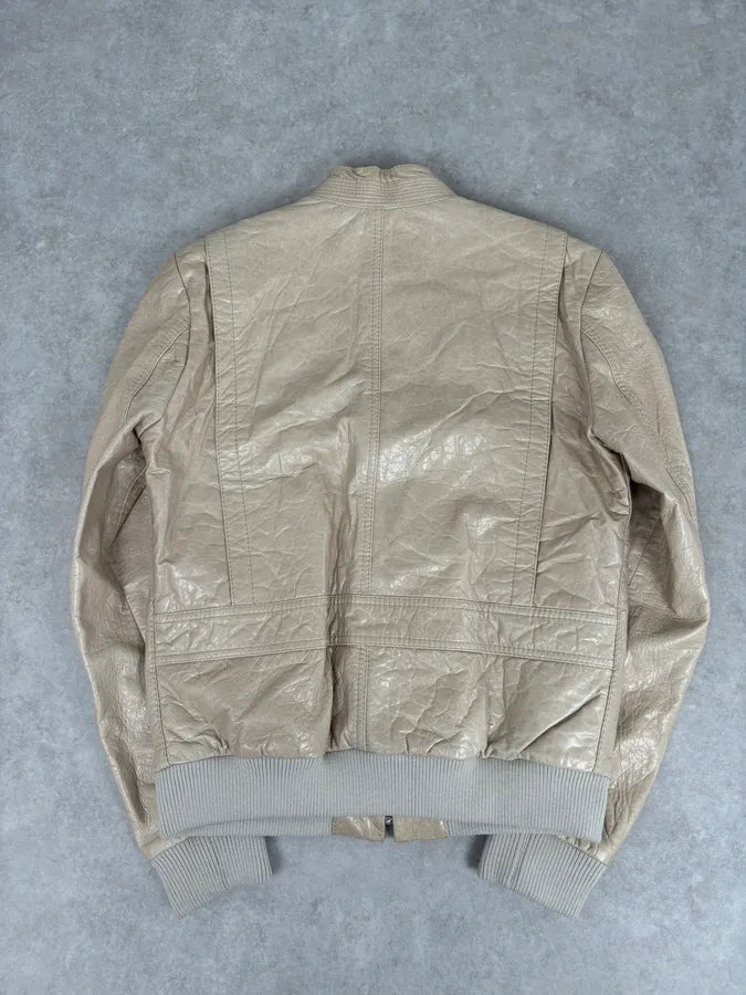 AW2006 Balenciaga Beige Premium Leather Jacket wKYIPXp 4