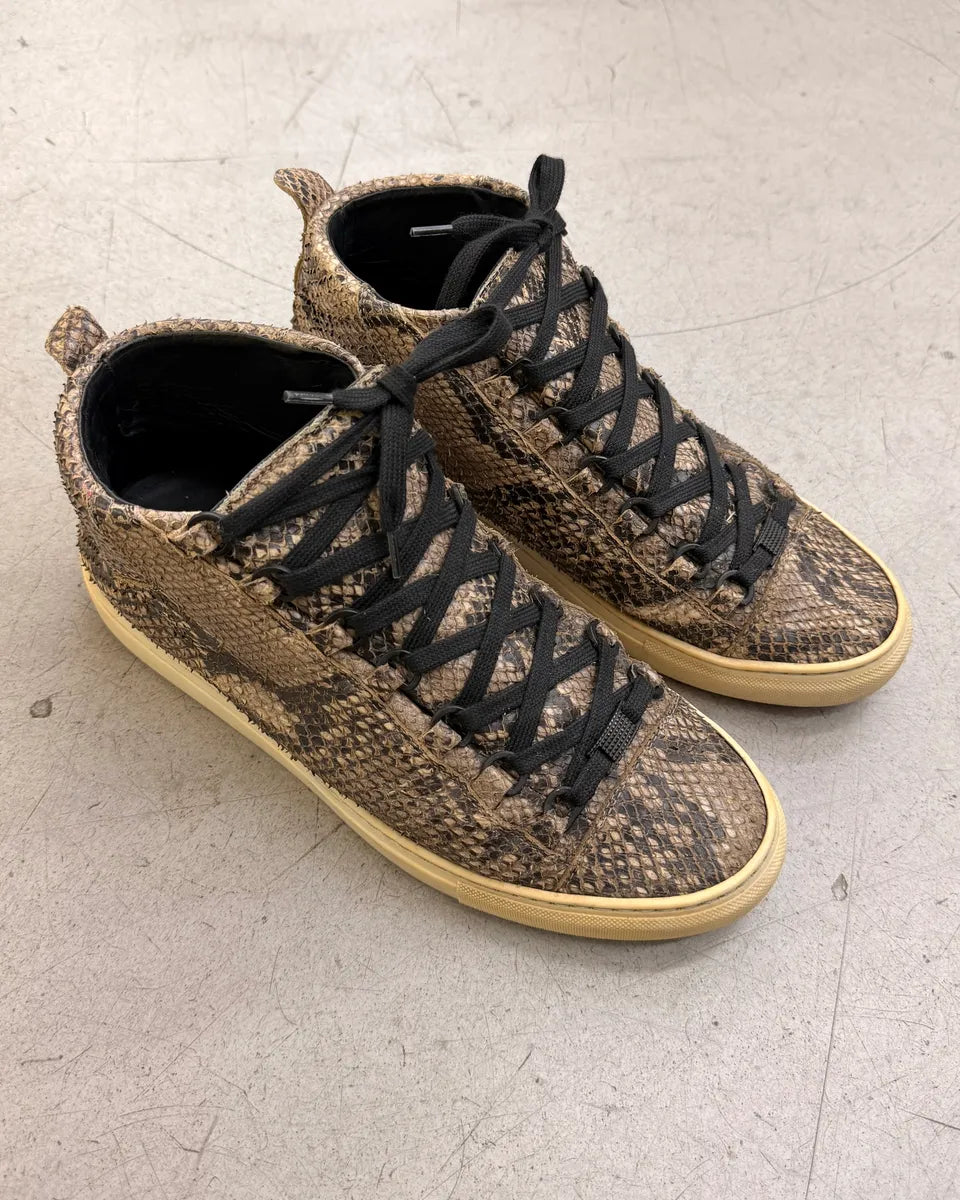 Balenciaga Beige Python High Arena Sneakers gaxtllY 1