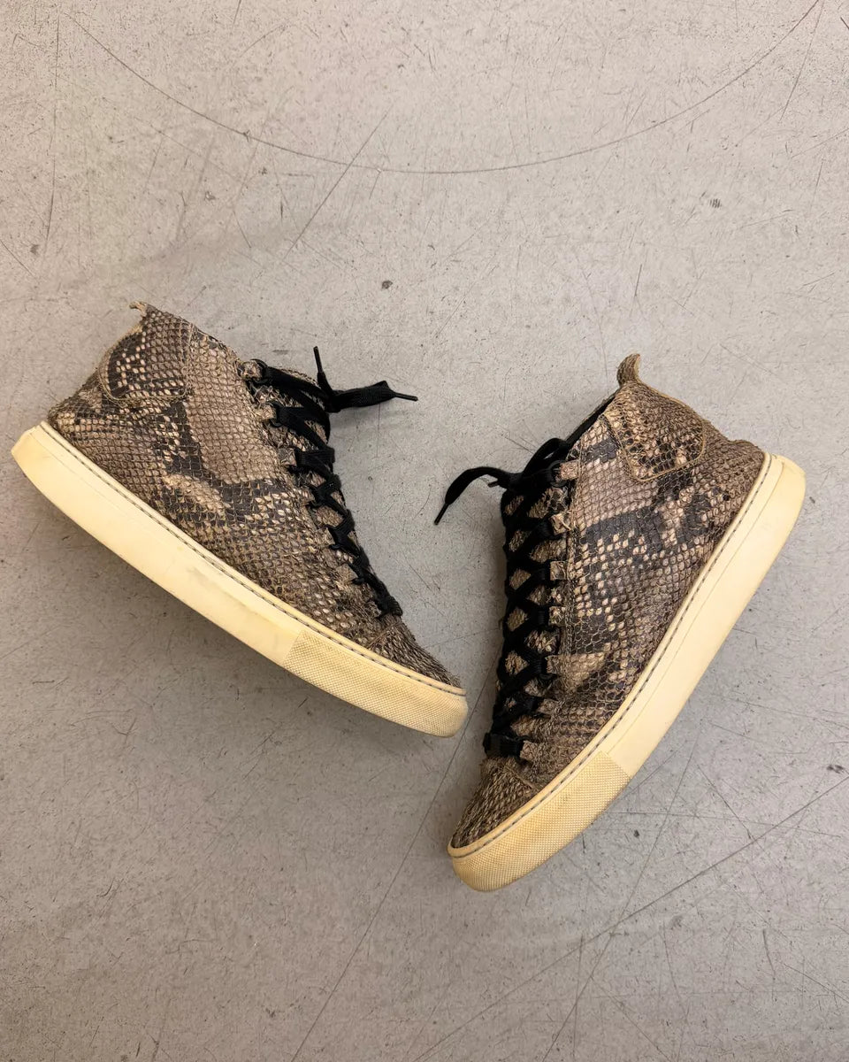 Balenciaga Beige Python High Arena Sneakers gaxtllY 2