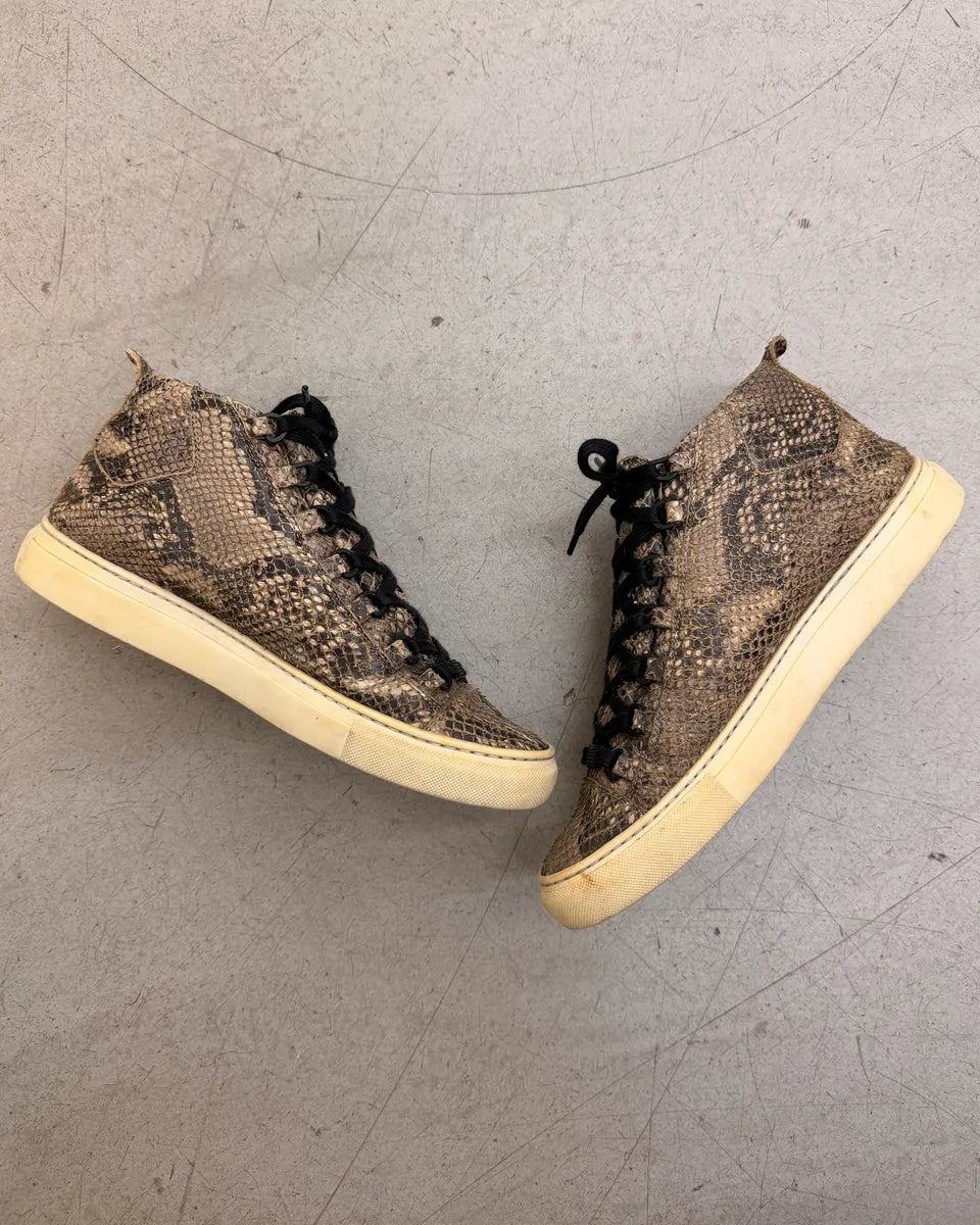 Balenciaga Beige Python High Arena Sneakers gaxtllY 3