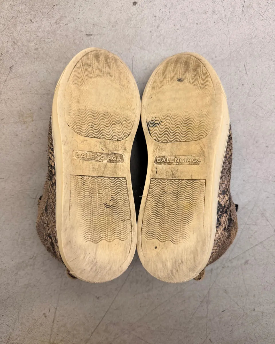 Balenciaga Beige Python High Arena Sneakers gaxtllY 6