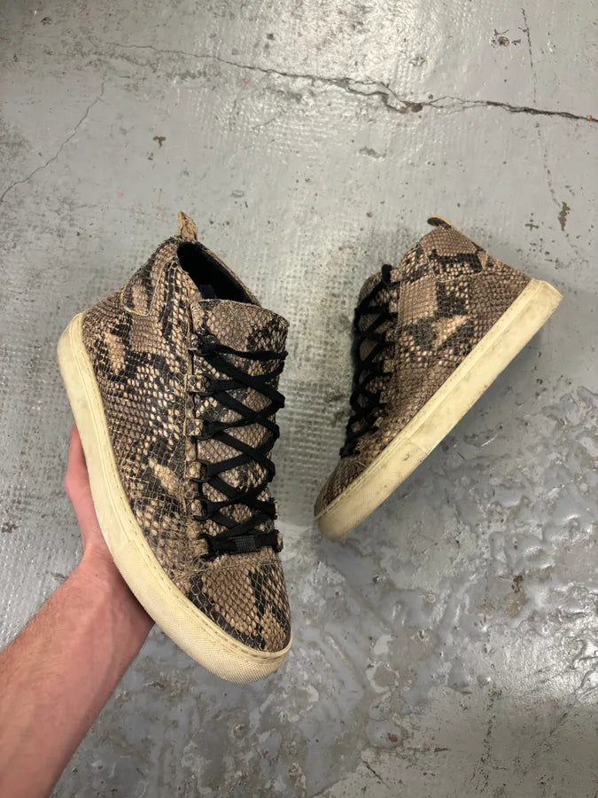 Balenciaga Arena Beige Python Leather High Sneakers CIkwQJn 0