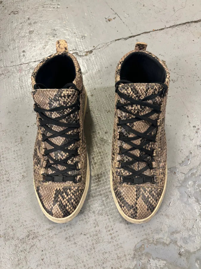 Balenciaga Arena Beige Python Leather High Sneakers CIkwQJn 6