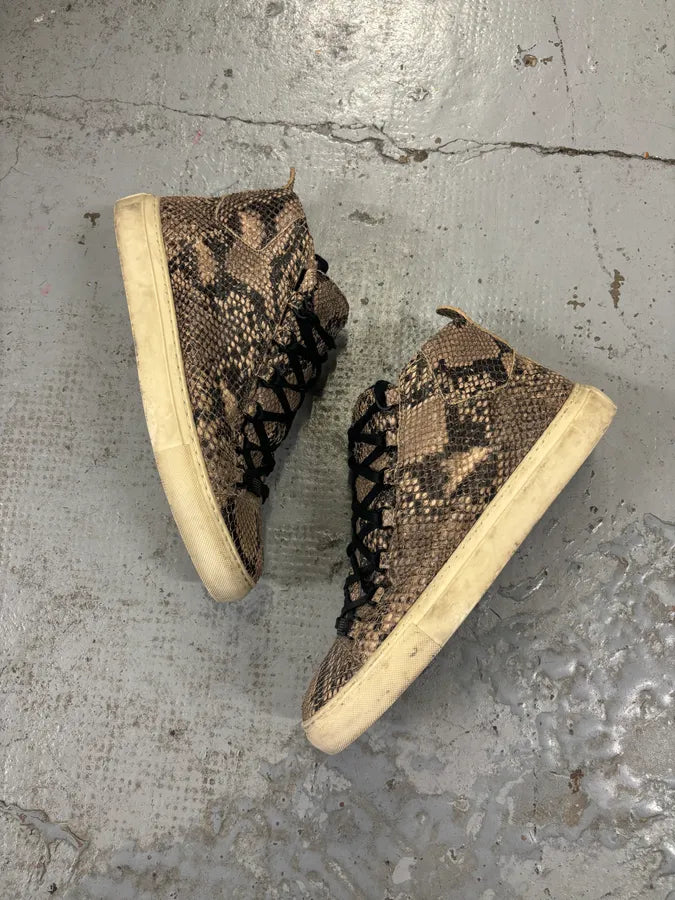 Balenciaga Arena Beige Python Leather High Sneakers CIkwQJn 5