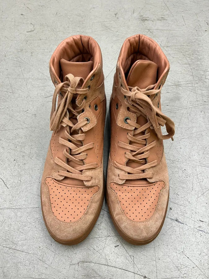 Balenciaga Beige Suede Leather Perforated High Sneakers oiidgGA 3