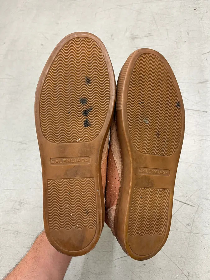 Balenciaga Beige Suede Leather Perforated High Sneakers oiidgGA 4