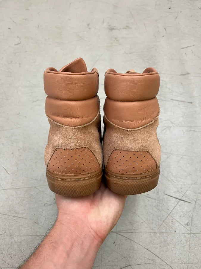 Balenciaga Beige Suede Leather Perforated High Sneakers oiidgGA 5