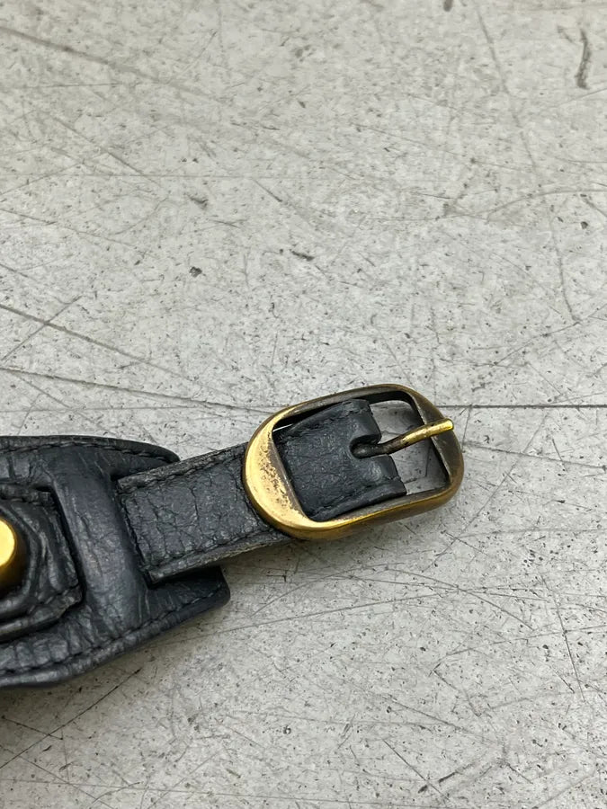 Balenciaga Black & Gold Studded City Leather Bracelet JISuBAx 5