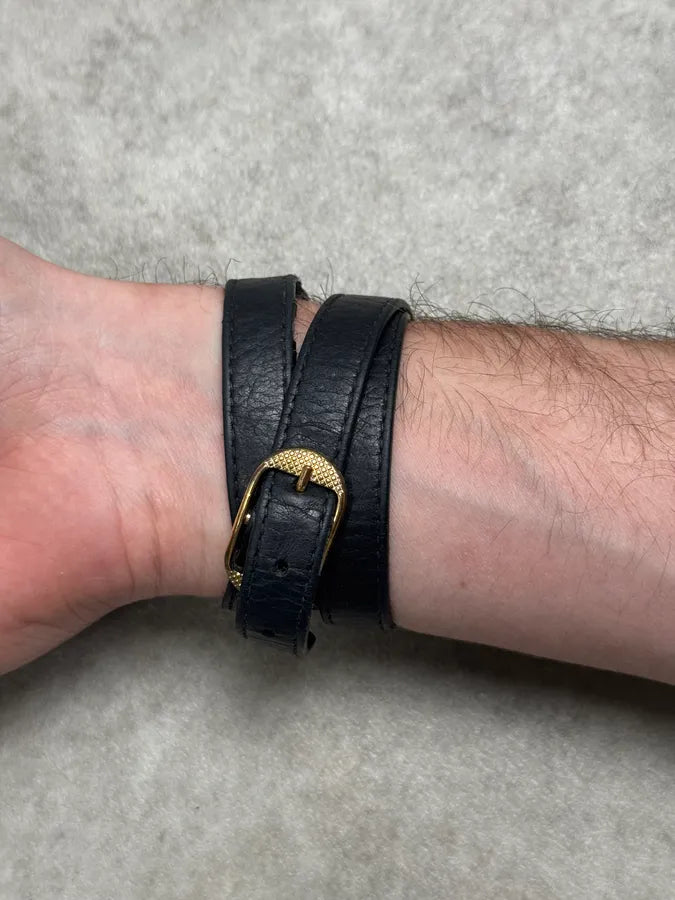 Balenciaga Black & Gold Studded City Leather Bracelet bwWArRF 3