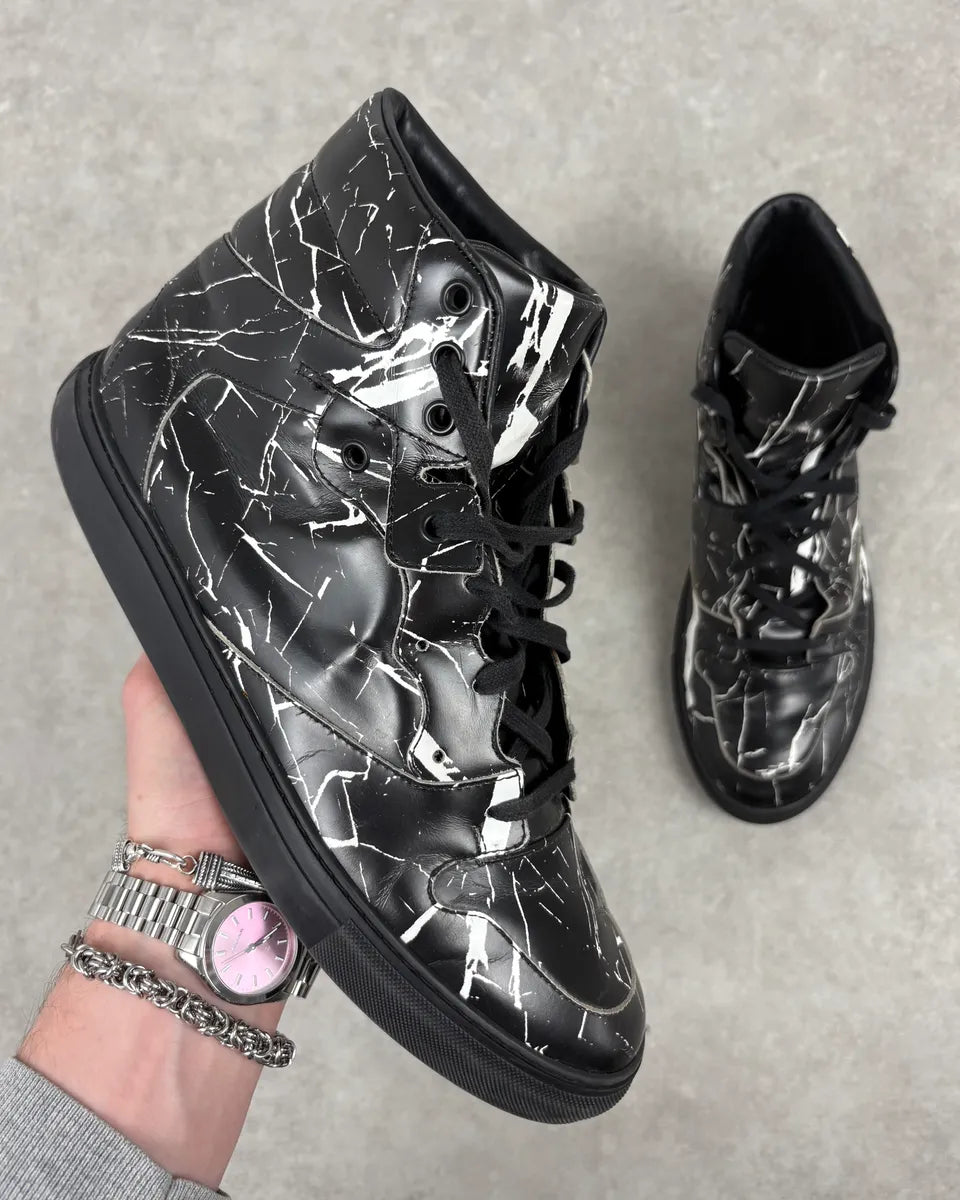 Balenciaga Black Abstract White Painted High Sneakers HvgAAdC 0