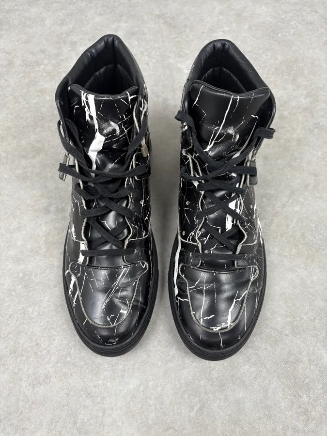 Balenciaga Black Abstract White Painted High Sneakers HvgAAdC 1