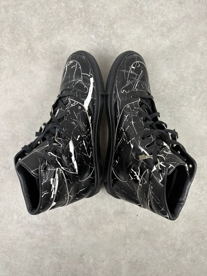 Balenciaga Black Abstract White Painted High Sneakers HvgAAdC 3