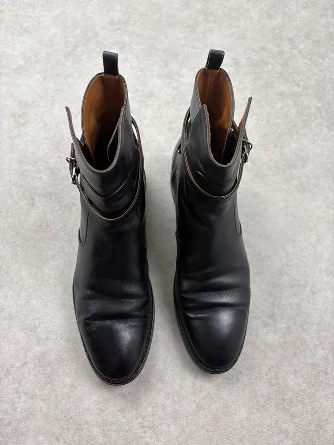 Balenciaga Black Buckle Strap Leather Ankle Boots nttjeZK 1