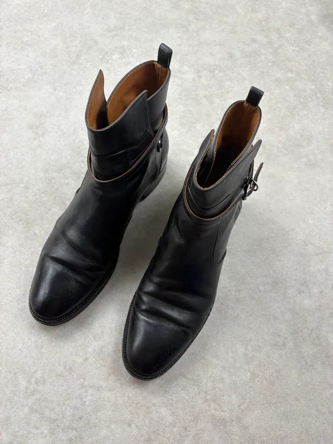 Balenciaga Black Buckle Strap Leather Ankle Boots nttjeZK 2