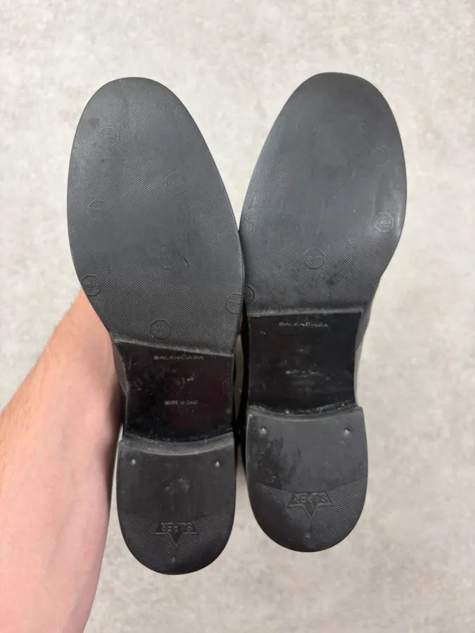 Balenciaga Black Buckle Strap Leather Ankle Boots nttjeZK 7