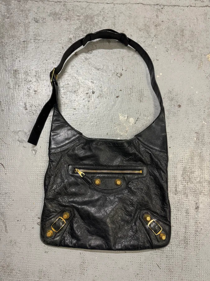 Balenciaga Black City Dark Green Leather Hobo Gold Hardware Bag tbKbfpz 0