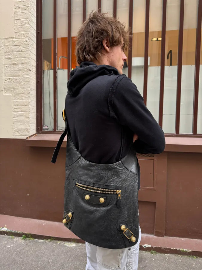 Balenciaga Black City Dark Green Leather Hobo Gold Hardware Bag tbKbfpz 1