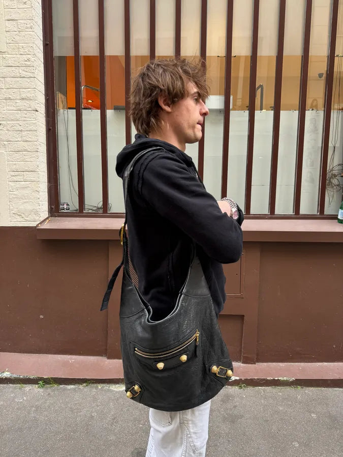 Balenciaga Black City Dark Green Leather Hobo Gold Hardware Bag tbKbfpz 9