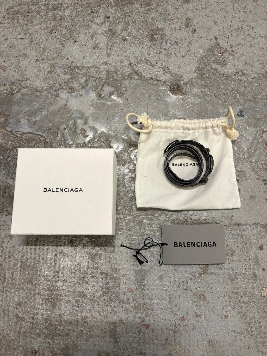 Balenciaga Black City Studded Leather Bracelet (OS) DIpYbIe 3
