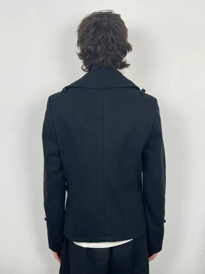 AW2007 Balenciaga Black Classy Officer Jacket By Nicolas Ghesquière LoaafHn 2