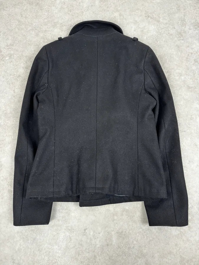AW2007 Balenciaga Black Classy Officer Jacket By Nicolas Ghesquière LoaafHn 3