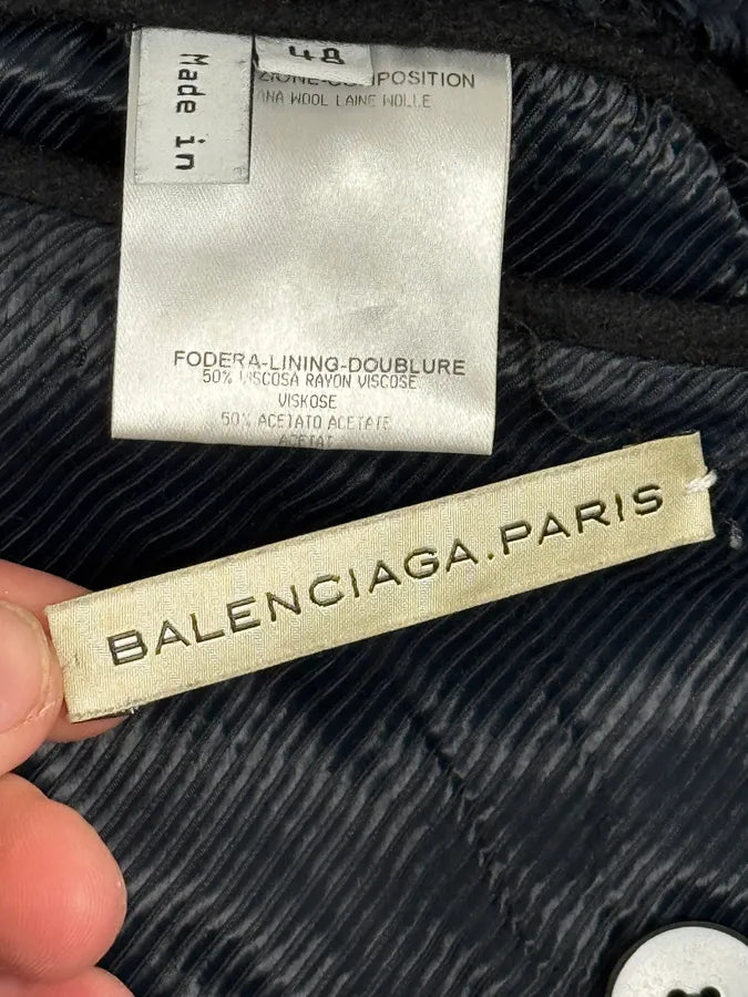 AW2007 Balenciaga Black Classy Officer Jacket By Nicolas Ghesquière LoaafHn 10