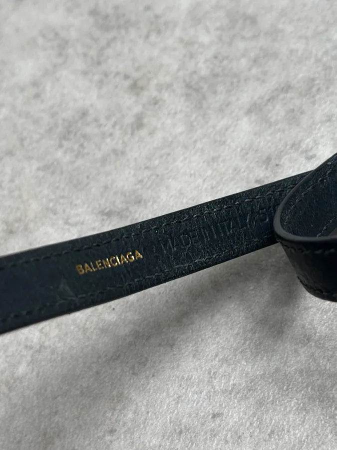 Balenciaga Dark Navy Gold-Studded Leather Wrap Bracelet XAPmmxE 8