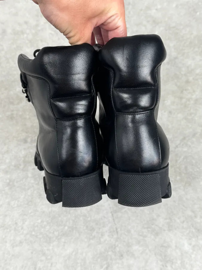 2010s Balenciaga Black High Combat Leather Boots NsdAaxO 6