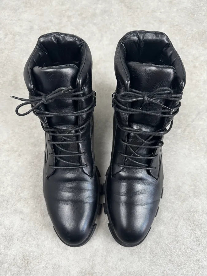 2010s Balenciaga Black High Combat Leather Boots NsdAaxO 3