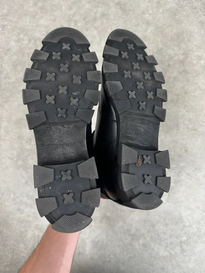 2010s Balenciaga Black High Combat Leather Boots NsdAaxO 7