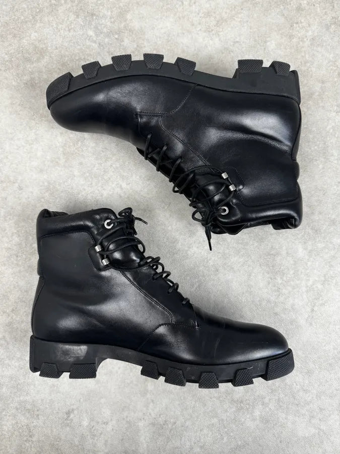 2010s Balenciaga Black High Combat Leather Boots NsdAaxO 2
