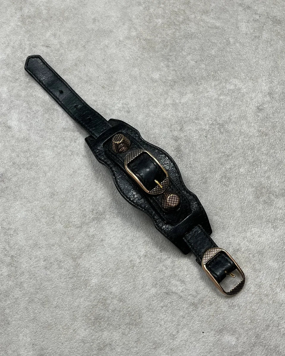 Balenciaga Black Lamb Leather StuddedBracelet cwJinDb 1