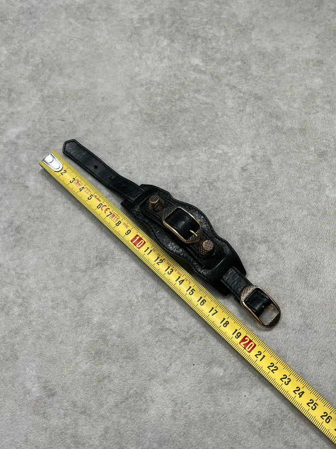Balenciaga Black Lamb Leather StuddedBracelet cwJinDb 11