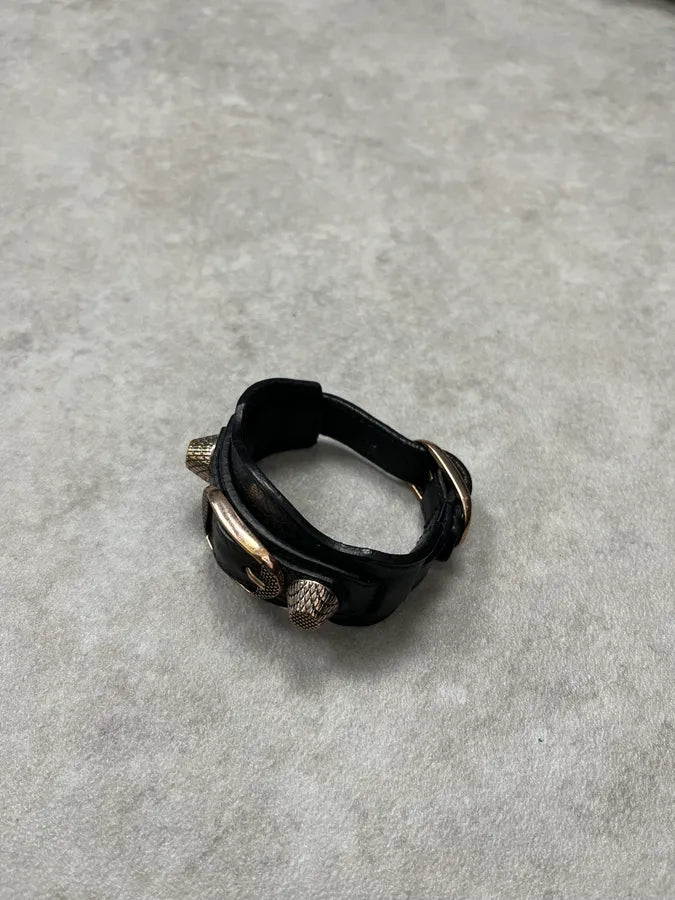 Balenciaga Black Lamb Leather StuddedBracelet cwJinDb 6