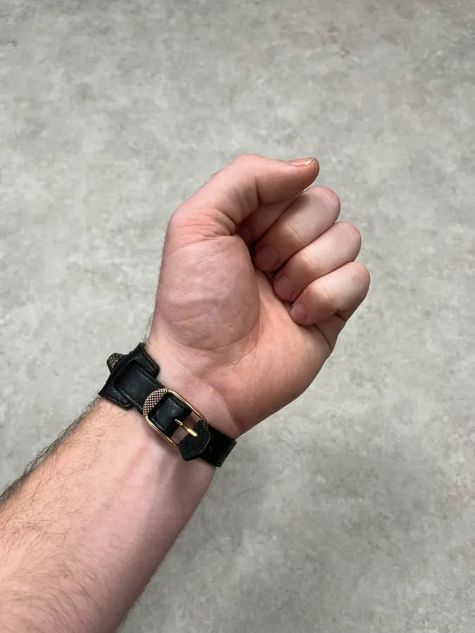 Balenciaga Black Lamb Leather StuddedBracelet cwJinDb 2