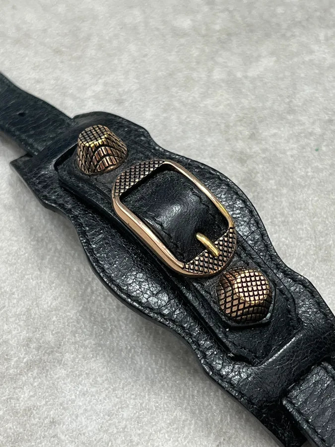 Balenciaga Black Lamb Leather StuddedBracelet cwJinDb 8