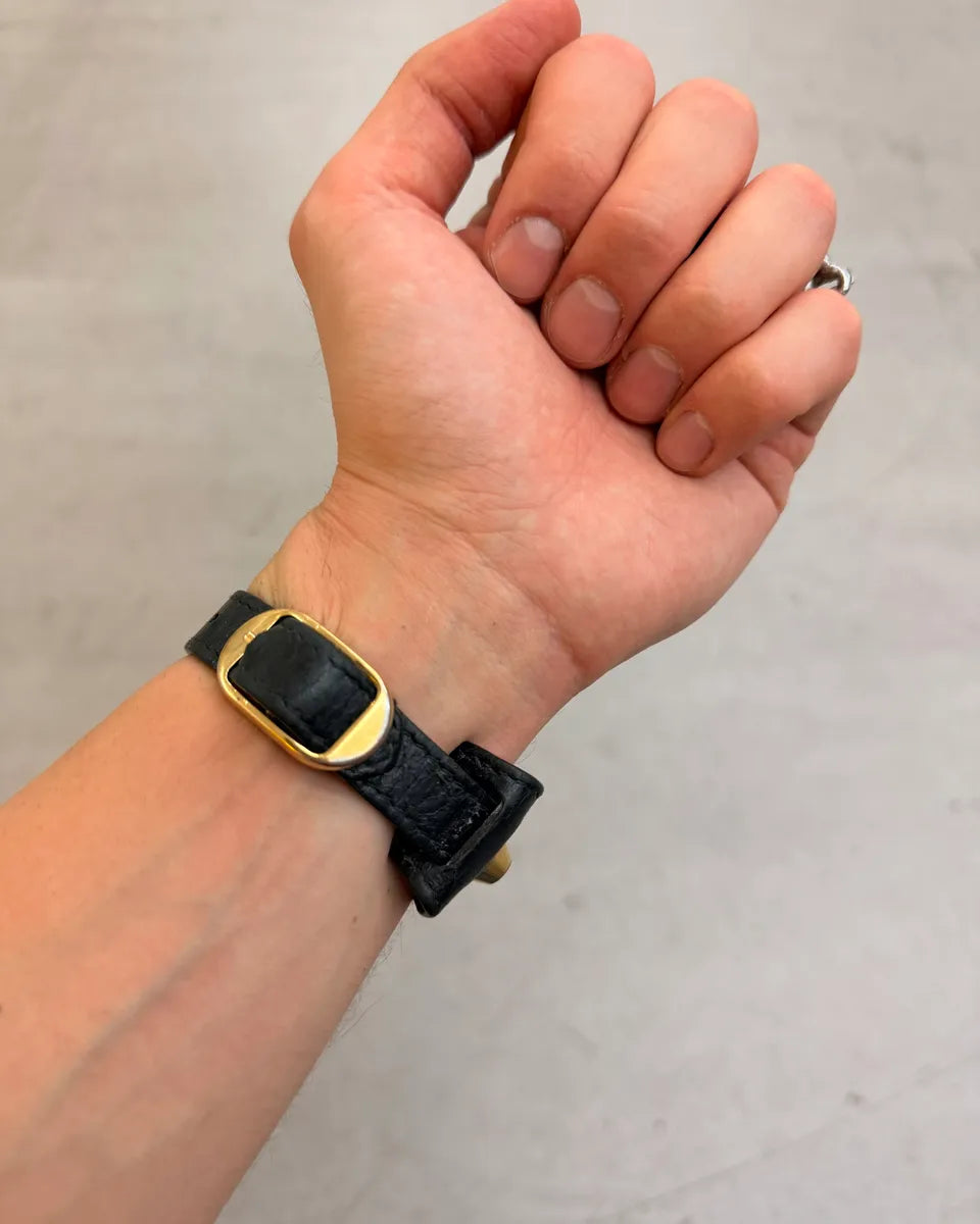 Balenciaga Black Leather Gold Bracelet zpVAtzq 2