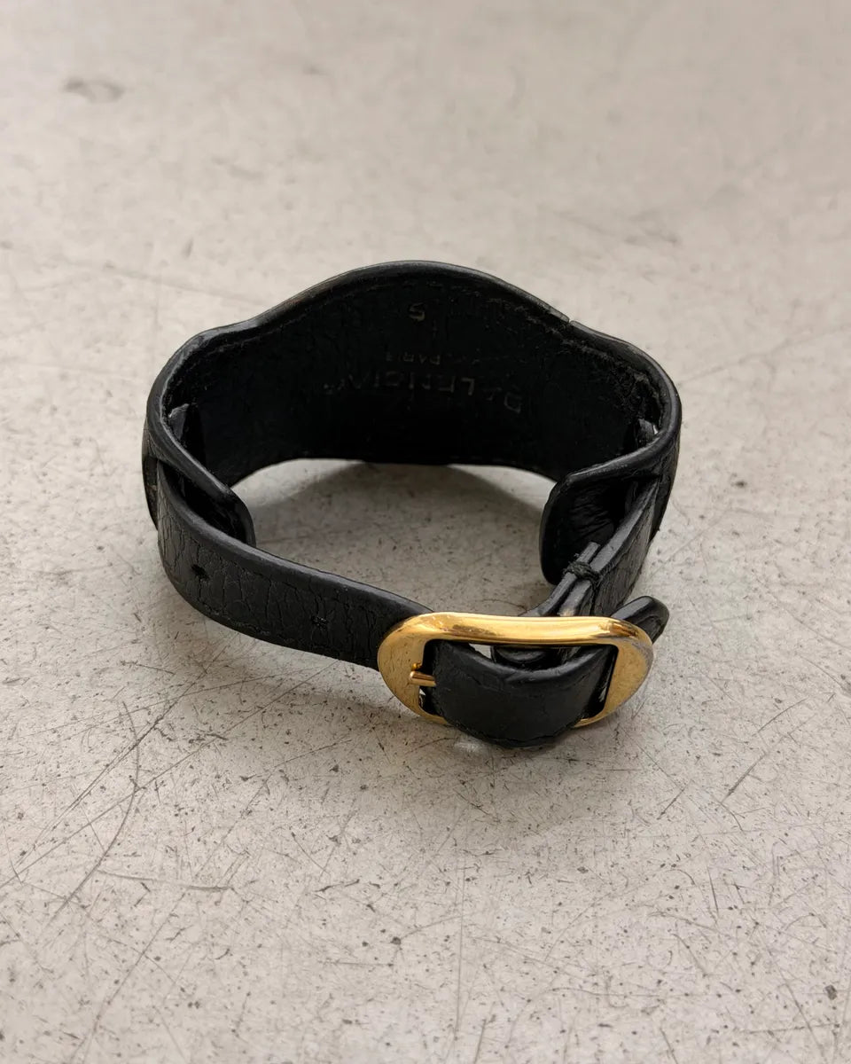 Balenciaga Black Leather Gold Bracelet zpVAtzq 5