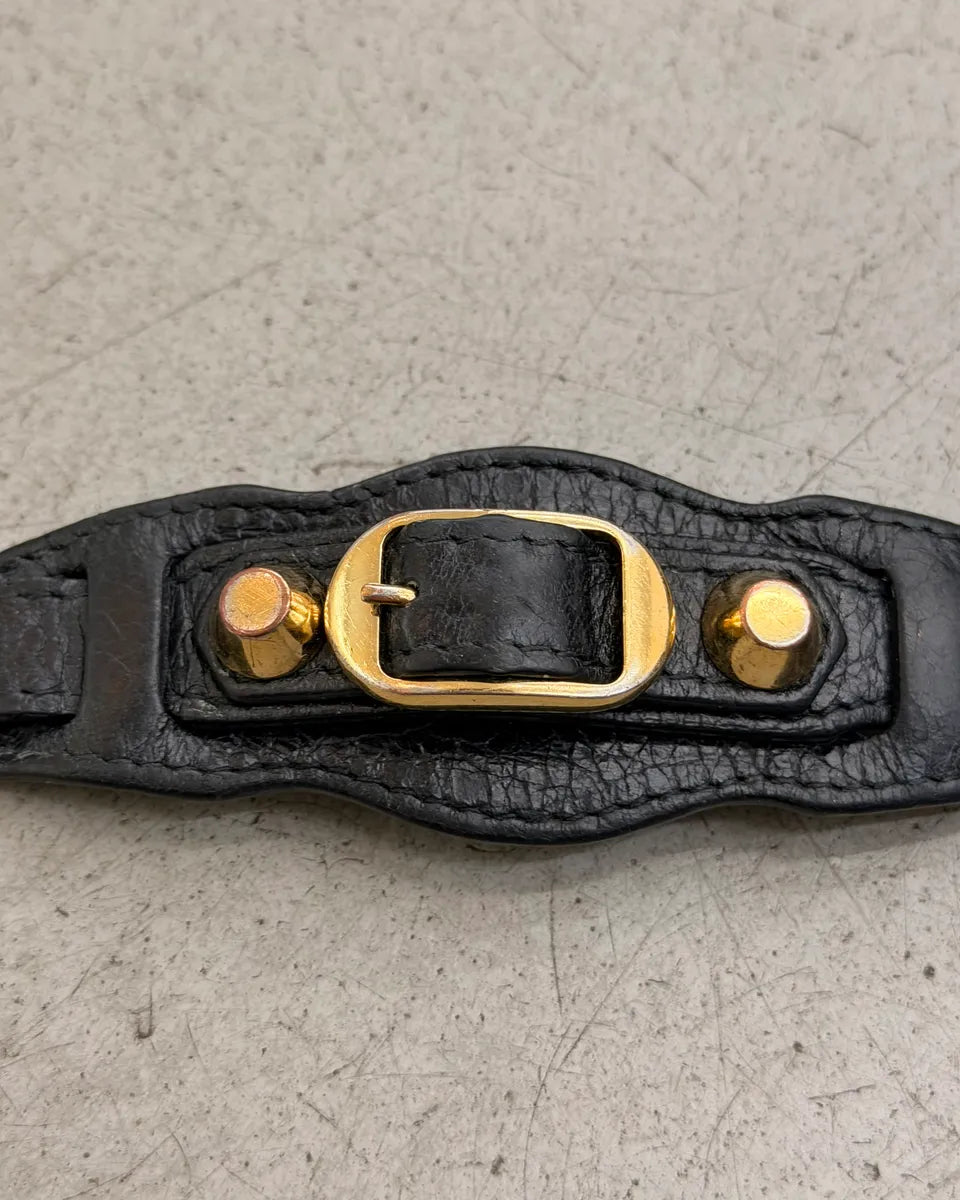 Balenciaga Black Leather Gold Bracelet zpVAtzq 6